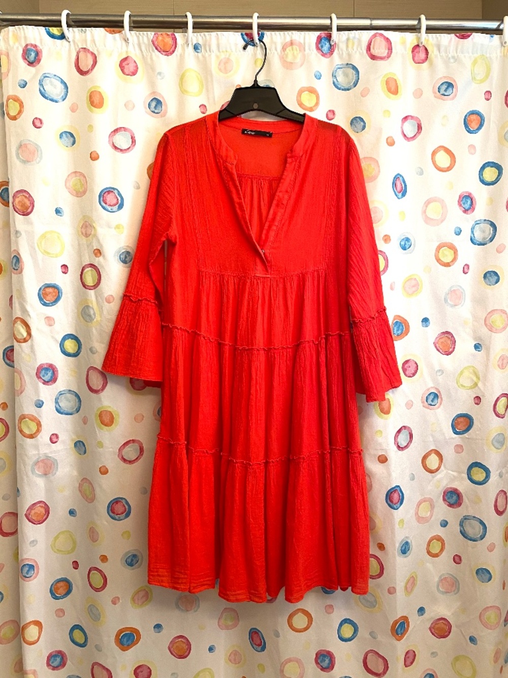 Bright Cherry Red Tiered Cotton Dress